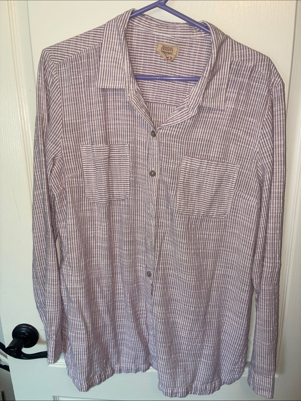 Boston Traders Men's Striped Button-Down Shirt - Mauve & White